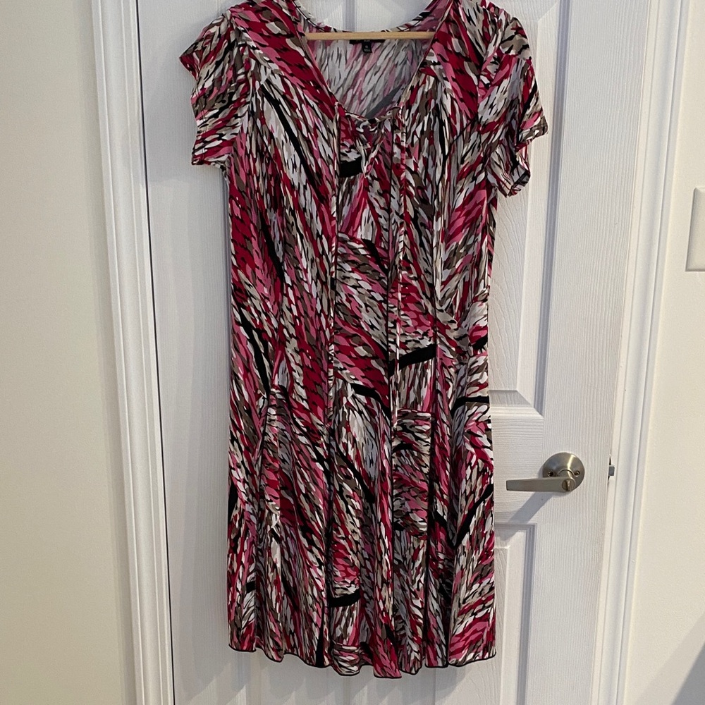 Sami & Jo Plus Women's Pink Patterned Midi Dress size 1X